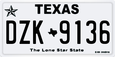 TX license plate DZK9136