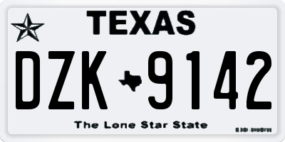 TX license plate DZK9142