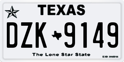 TX license plate DZK9149
