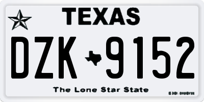 TX license plate DZK9152