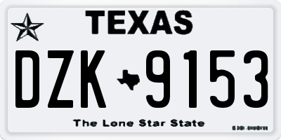 TX license plate DZK9153