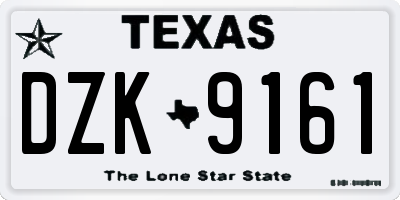 TX license plate DZK9161