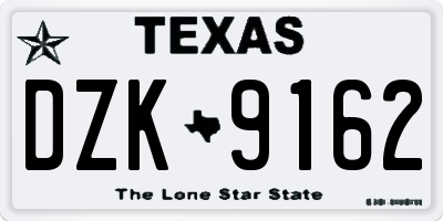 TX license plate DZK9162