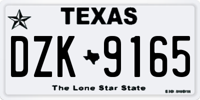 TX license plate DZK9165