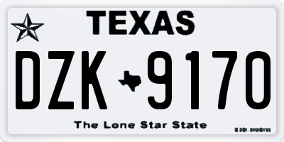 TX license plate DZK9170