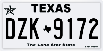 TX license plate DZK9172