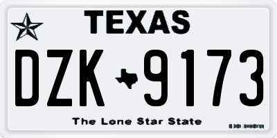 TX license plate DZK9173