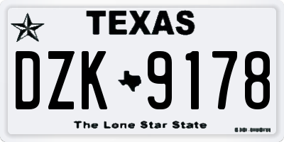 TX license plate DZK9178