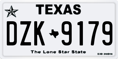 TX license plate DZK9179