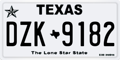 TX license plate DZK9182