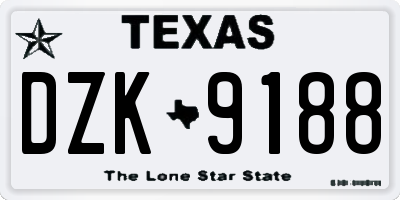 TX license plate DZK9188