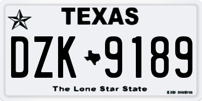 TX license plate DZK9189