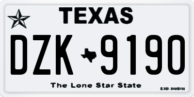 TX license plate DZK9190