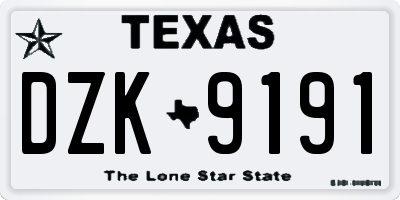 TX license plate DZK9191