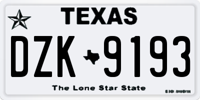 TX license plate DZK9193