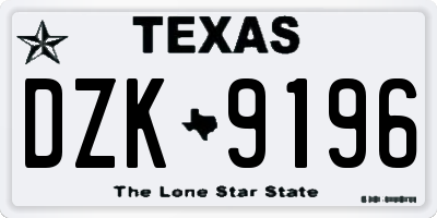 TX license plate DZK9196
