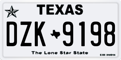 TX license plate DZK9198