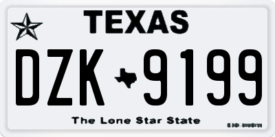 TX license plate DZK9199