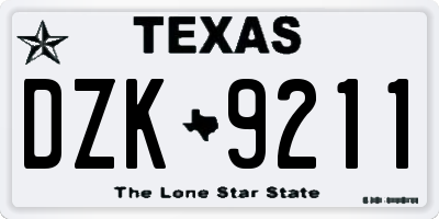 TX license plate DZK9211
