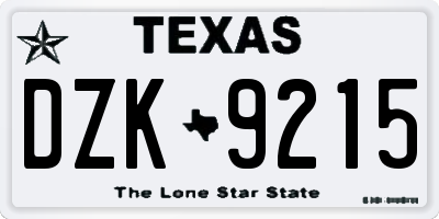 TX license plate DZK9215
