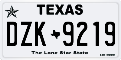 TX license plate DZK9219