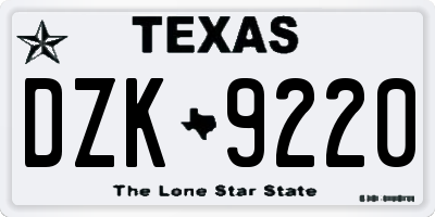 TX license plate DZK9220