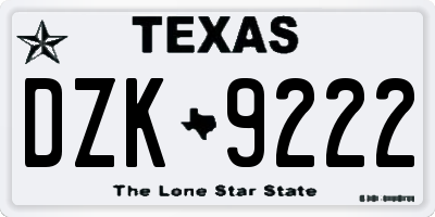 TX license plate DZK9222
