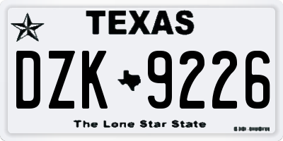 TX license plate DZK9226