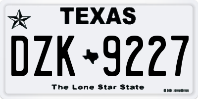 TX license plate DZK9227