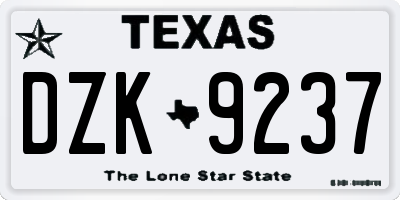 TX license plate DZK9237