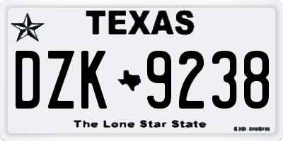 TX license plate DZK9238