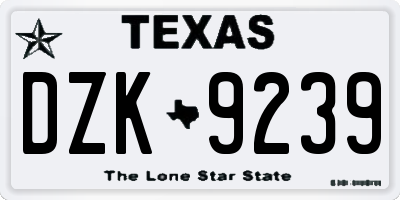 TX license plate DZK9239