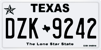 TX license plate DZK9242
