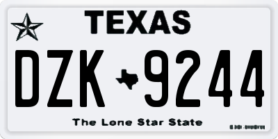 TX license plate DZK9244