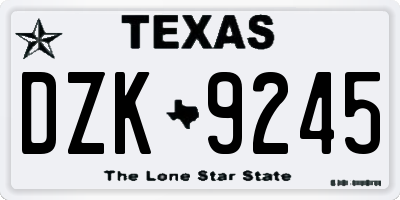 TX license plate DZK9245