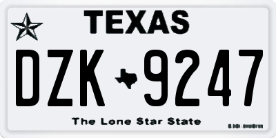 TX license plate DZK9247