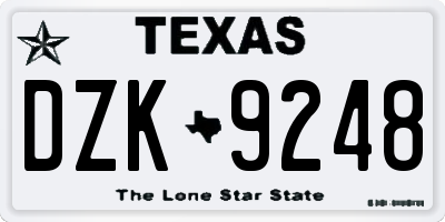 TX license plate DZK9248
