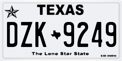 TX license plate DZK9249