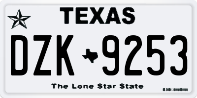 TX license plate DZK9253