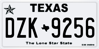 TX license plate DZK9256