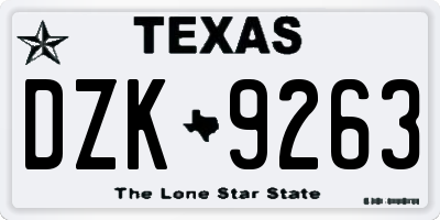 TX license plate DZK9263