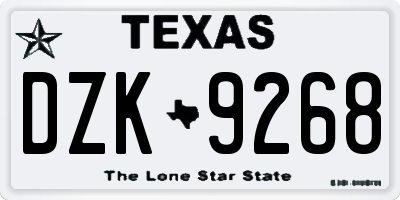 TX license plate DZK9268