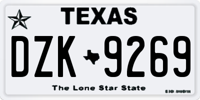 TX license plate DZK9269