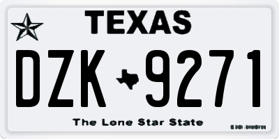TX license plate DZK9271