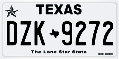 TX license plate DZK9272