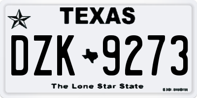 TX license plate DZK9273