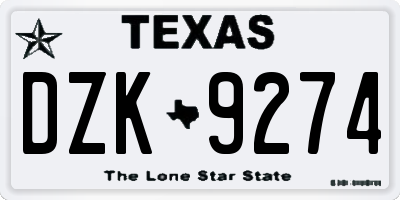 TX license plate DZK9274