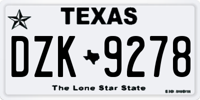 TX license plate DZK9278