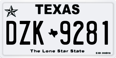 TX license plate DZK9281