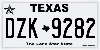 TX license plate DZK9282